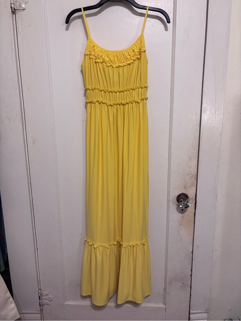 Blush Yellow Ruffled Smocked Maxi Dress